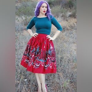 NWOT Pinup Couture Red Venice Print Full Circle Skirt